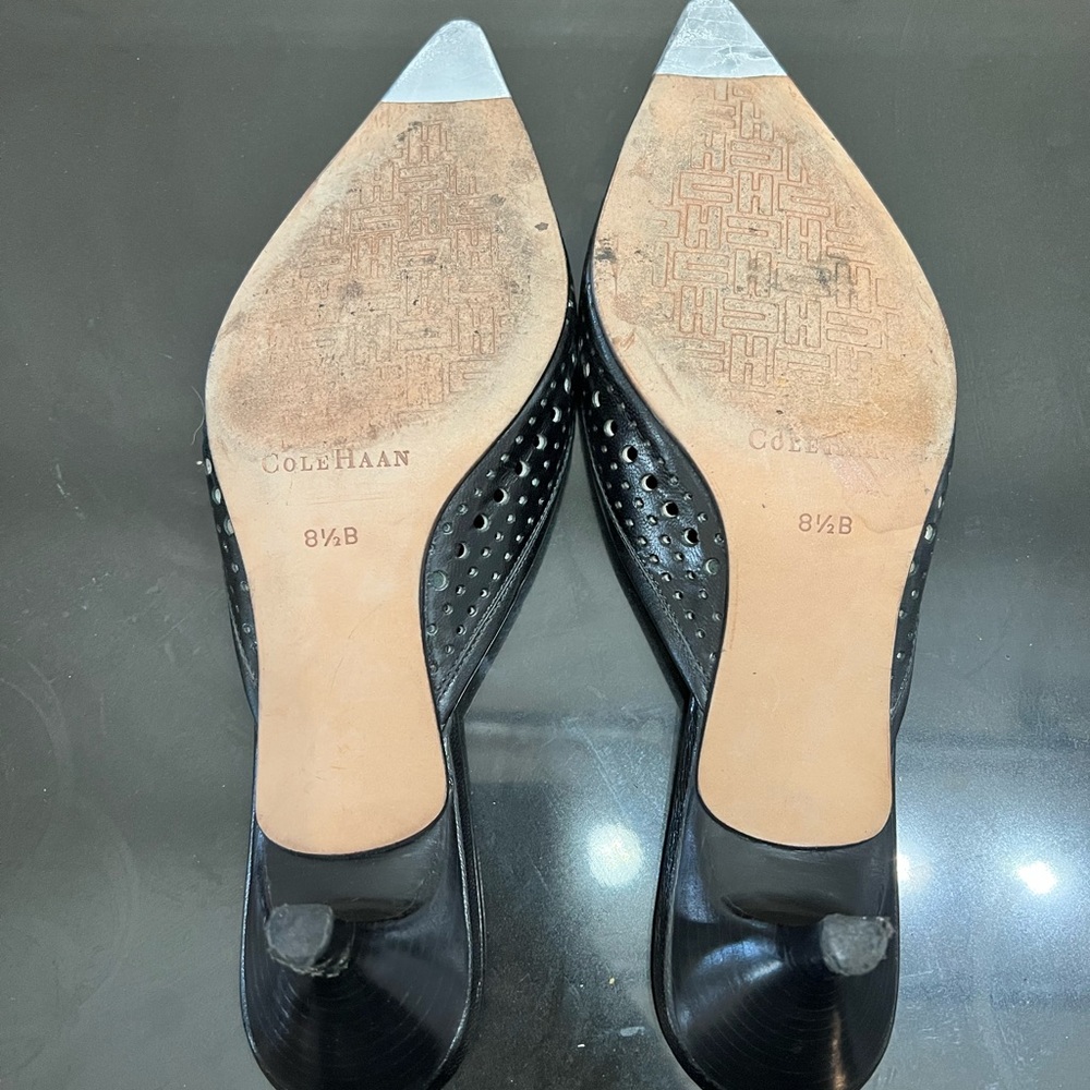 Cole Haan Black Kitten Heel Mules - Picture 3 of 7